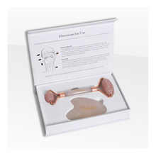 Load image into Gallery viewer, Rose Quartz Facial Roller & Gua Sha Set